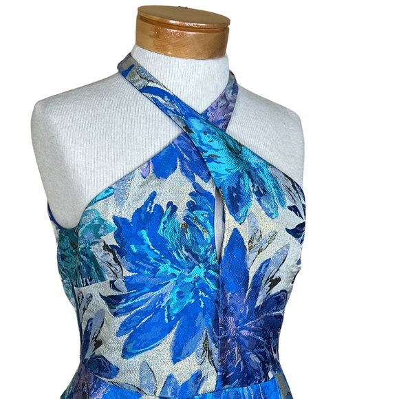 Belle Badgley Mischka Formal Floral Tapestry Dress With Metallic Thread 6 EUC - Picture 16 of 16